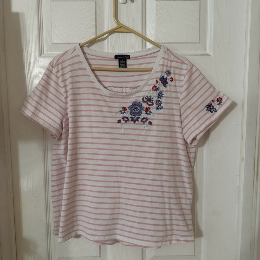 RXB Pink and White Striped Floral Top - Picture 3 of 9
